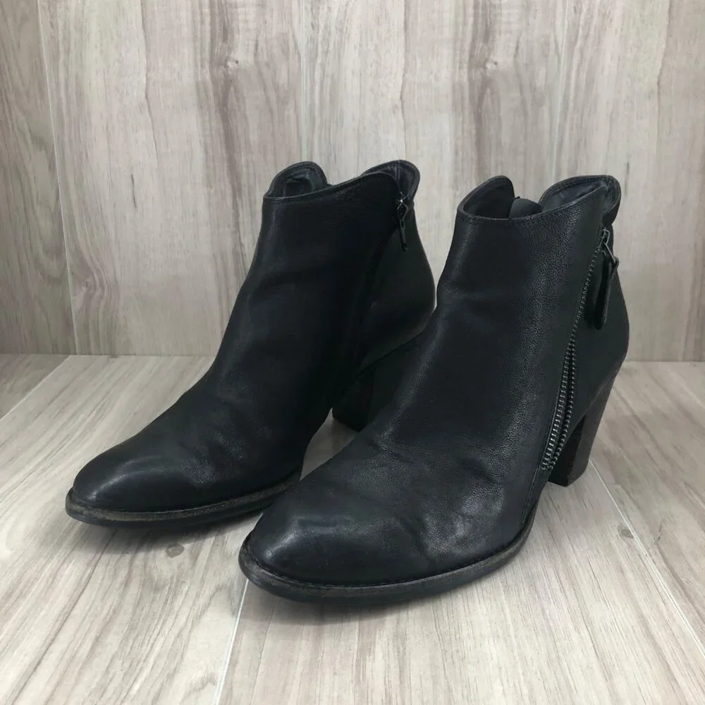 Paul Green Ankle Boots Womens UK 6.5 Aubrey Black Leather Zip Heeled Booties
